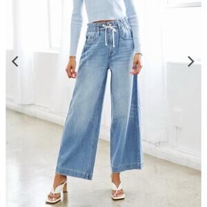 KANCAN Jeans 26 Brayan Ultra High Rise Wide Leg Elastic Waist W/Drawstring‎ NWT